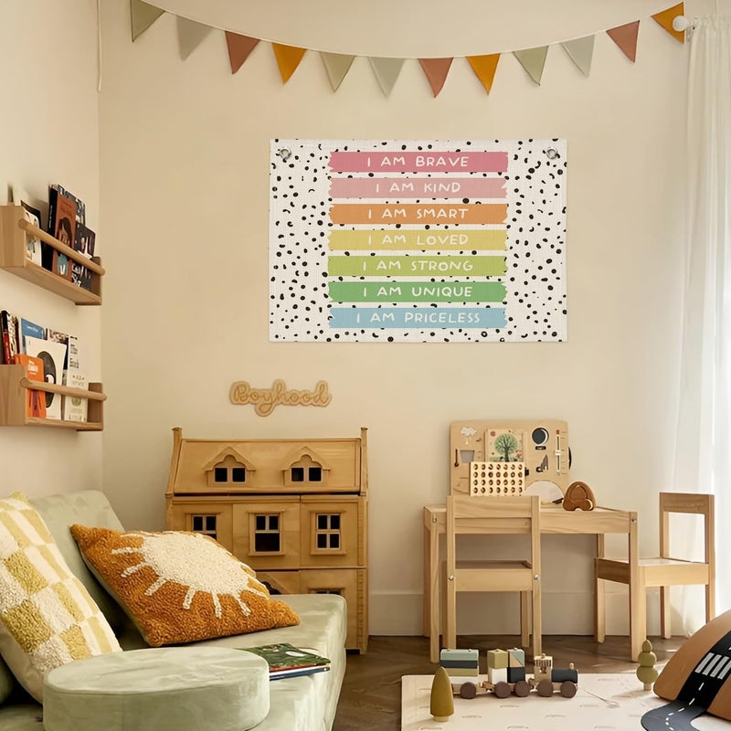 PLKMN Positive Affirmations Wall Decor, Calming Corner Toddler Reading Nook for Kids, Inspirational Canvas Banner Wall Hanging Banner Flag Decor for Classroom Homeschool Decor - Image 4